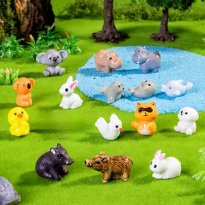 15-piece Set Hot-selling Micro Landscape Solid Color Aquatic and Terrestrial Small Animal DIY Resin Crafts Small Ornaments Decorations