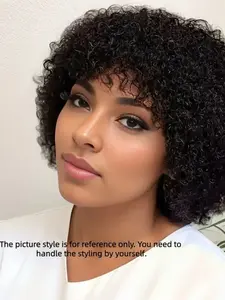 Afro Wig Human Hair Kinky Curly Afro Wigs, Full Machine Wigs, Pixie Cut Wig for Party Cosplay, Human Hair Wigs for Women, Glueless Wig