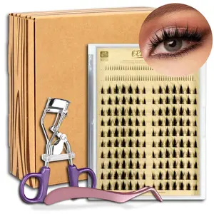 Bluesmurfs Valentine Individual Lashes, Natural Asian Manga Eyelash Clusters and Bottom Lashes For Home DIY, Include Lash Curler and Tweezer…