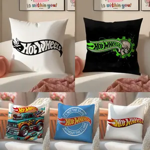 Hot Wheels toy classic fun racing Pillow Case Pillowcas Soft Detachable Short Plush Fabric With Hidden Zipper Washable And Stain-resistant Decor Home Living Room Bedroom Sofas Office Car Gift