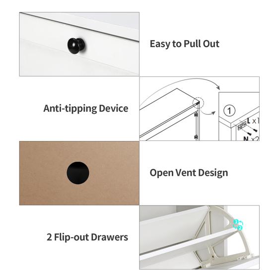 VOWNER Shoes Cabinet with 2 Flip Drawers for Narrow Entryway,Shoe Storage Cabinet Shoe Rack Organizer for Bedroom VOWNER Shoes Cabinet with 2 Flip Drawers for Narrow Entryway,Shoe Storage Cabinet Shoe Rack Organizer for Bedroom