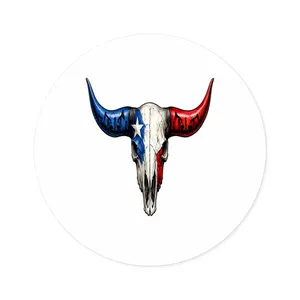 Texas Longhorn Round Sticker — Oilfield Hard Hat or Truck Decal