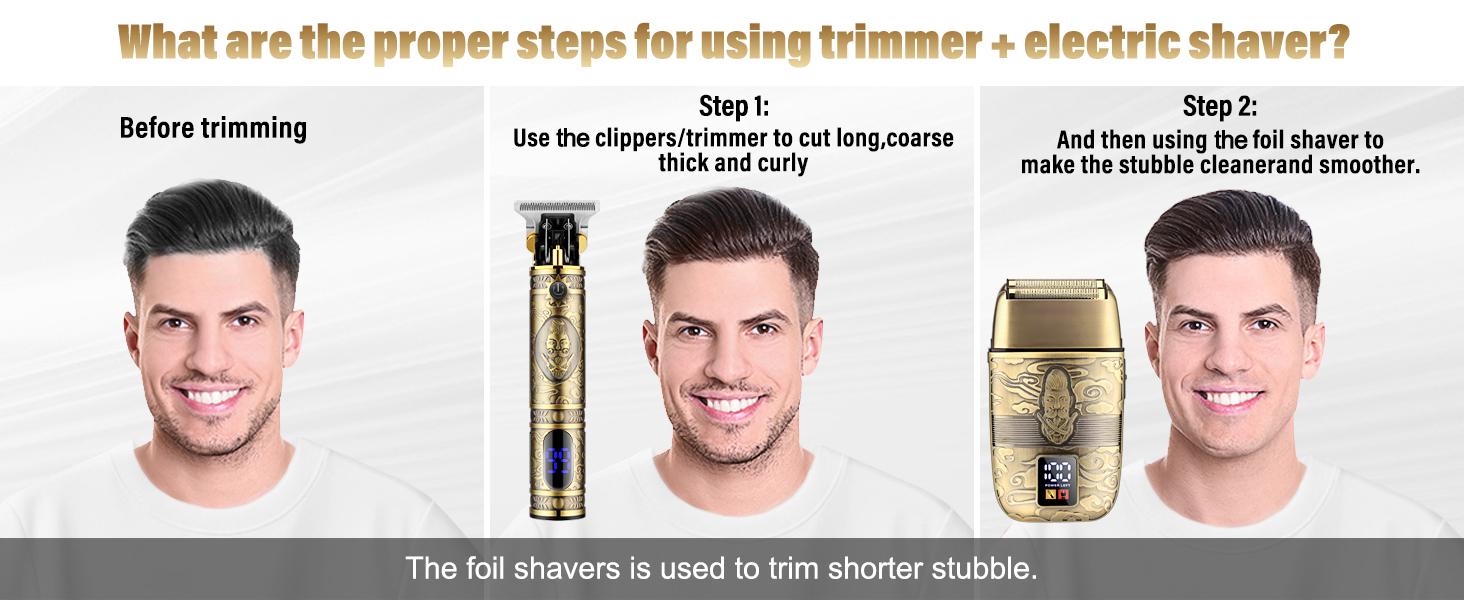 BOMIC Professional Hair Trimmer Hair Clippers for Men, Nose Hair Trimmer Men's Shaver Set,Cordless T-Blade Beard Trimmer Barber Clippers,Electric Foil Shavers Razor for Men Haircutting Kit