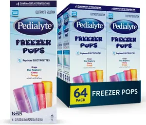 Electrolyte Solution Freezer Pops, Hydration Variety Pack— Grape, Blue Raspberry, Cherry, Orange, Pack of 64