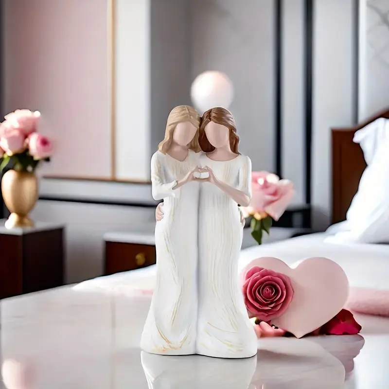 Heart Shaped Sisters Figurine, Collectible Figurines, Collectible Figure Ornament, Resin Sisters Statue, Sisters in Love, Home Decor Ornament, Decorative Sculptures, Collectible Home Decor, Gift for Sister