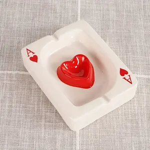 Creative poker ceramic ashtray, simple and stylish ashtray, portable home desk ashtray, desk gift ashtray
