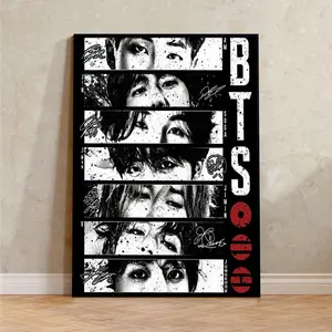 Bangtan Boys Signature Edition Unframe Poster, Black and White K-Pop Artwork, Gift For K-Pop Fans
