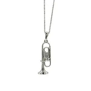 Trumpet Necklace with Chain and Pendant Featuring Trumpet Design
