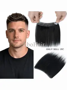 Men's Human Hair Wig for Balding & Receding Hairline - Straight Hair Toupee Hairpiece, Basic Style Hairline Suitable for All Men, Ethnicities & Scalp Types