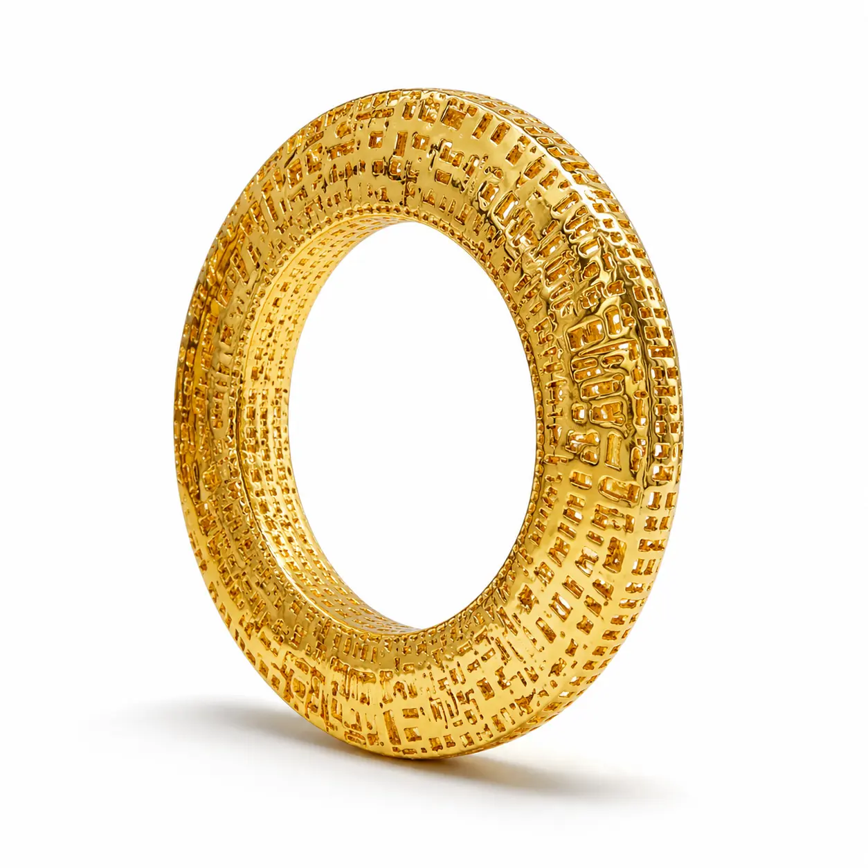 Vale & Veil — Paris | Forteresse Textured Bangle | Hand-Sculpted Gold Bracelet