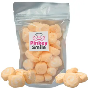 Freeze Dried Candy Orange Cream Salt Water Taffy 2 oz - Cut To Bite Sized Pieces - Ships In Box - Deliciously Crunchy, Intense Flavor, Lightweight Snack