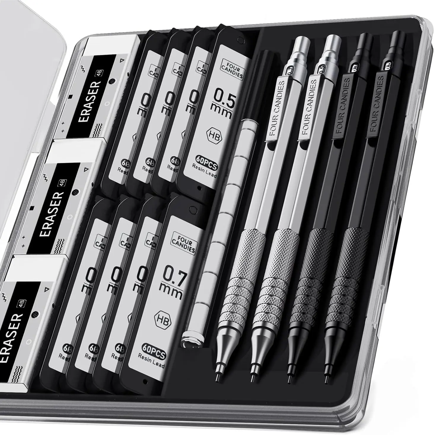 4PCS Mechanical Pencil Black & Silver