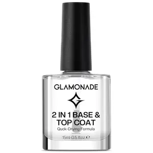 Base Top Coat Nail Polish: 2 in 1 Clear High Shine Quick Dry Nail Polish Color Protection Long Lasting Polish Resists Smudging Chipping Fading Fast Air Dry Nail Coat for Women