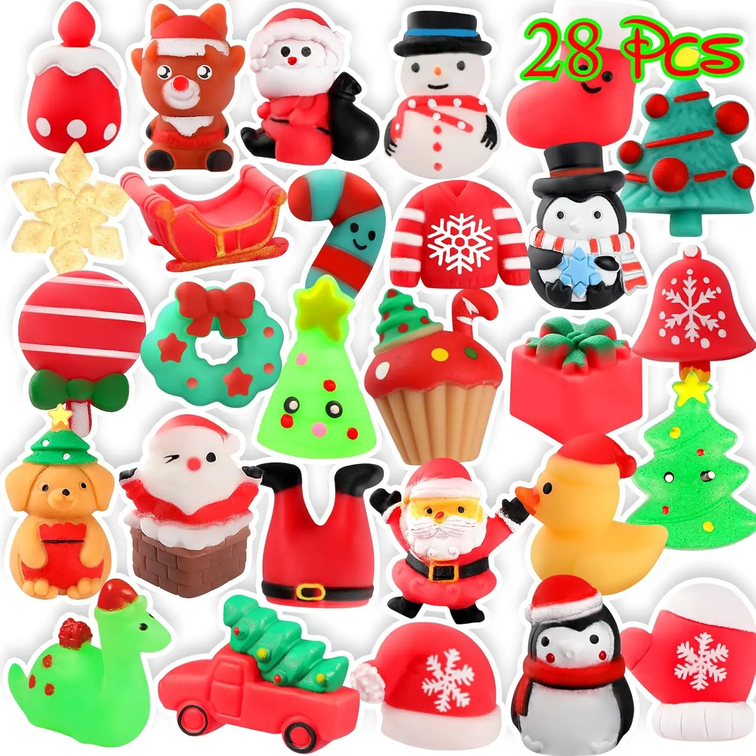 Squishy Toys, 26 Pack Christmas Squishies, Party Favors for Kids 4-8 8-12, Mochi Kawaii Cat Squishy Fidget Toys Animals, Goodie Bag Birthday Gifts Mini Miniature Stress Reliever Toy Pack