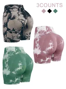 Women's Marble Print High Waist Gym Shorts, Breathable Comfortable Skinny Shorts for Yoga Gym Workout Running, Ladies Sportswear for Indoor Outdoor Wear