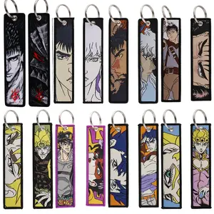 2pcs Sword Wind Legend Anime JOJO Wonderful Adventure Weaving Mark Keychain Decorative Chain Fabric Key Pendant Toy Business Gifts