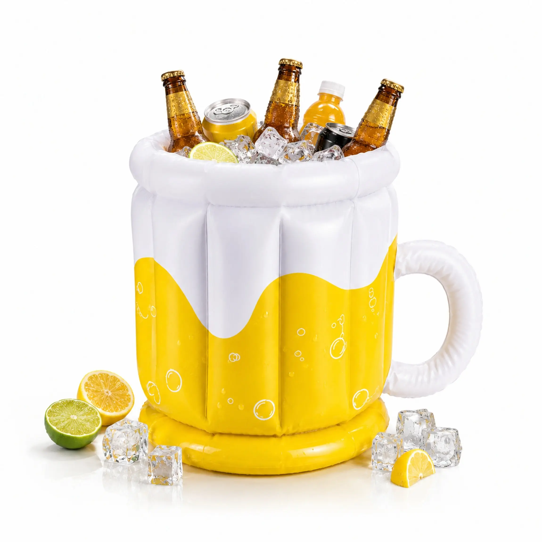 Inflatable Beer Mug Cooler, PVC Ice Bucket for Drinks, Portable Party Drink Holder, Beach, Pool, Camping, BBQ, Outdoor Parties, Home Bar Accessories