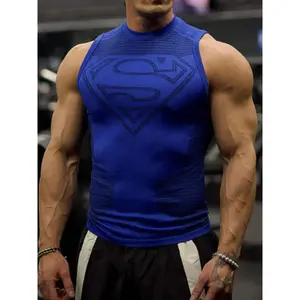 Summer Men's Fitness Compression Tank Top Sleeveless Printed Sporty Shirt Moisture-Wicking Breathable Fabric Ideal for Gym Running Training Workout Bodybuilding Activewear
