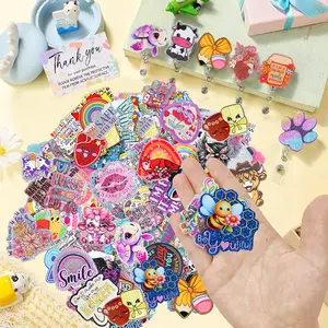 Random Cute 40pcs Acrylic Flatbacks for DIY Badge Reels