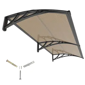 Door Awning with ABS Bracket, 40x60 in Polycarbonate Front Door Canopy, Outdoor Porch & Window Awning, Exterior Entryway Rain Snow UV Protection, Modern Door Shelter Cover