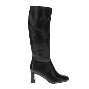 Steve Madden Womens Hunny Square Toe Zippered Casual Boots Knee High Mid Heel 2-3" - Black