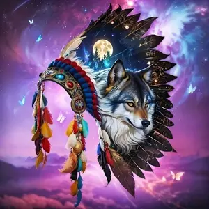 Wolf Pattern DIY Diamond Arts Colorful Painting Kit without Frame, DIY 5D Diamond Arts Colorful Painting Kit, Wall Art Decor for Home Living Room Bedroom, Diamond Painting Kits