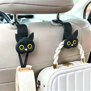 Cute 3D cartoon cat car headrest hook-car handbag, wallet and coat storage organizer Car Hanger Car Storage Organizers