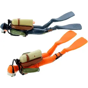 2pcs Cute Floating Little Diver Aquarium Decoration Cartoon Fish Playmate with Floating Device Fish Tank Accessories