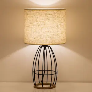 Modern industrial style birdcage lamp - Touch - controlled switch plug - in floor lamp, suitable for living rooms, bedrooms, offices, cafes - Sturdy metal/plastic material - Bulb not included - 16 - inch decorative lamp