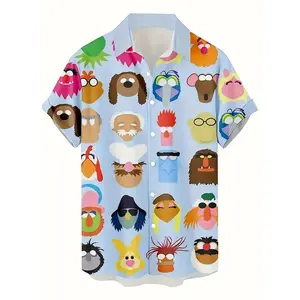 The Muppets Character Collage Hawaii Shirt, Pop Culture Cartoon Wall Art Poster Style, Colorful Funny Shirts For Men