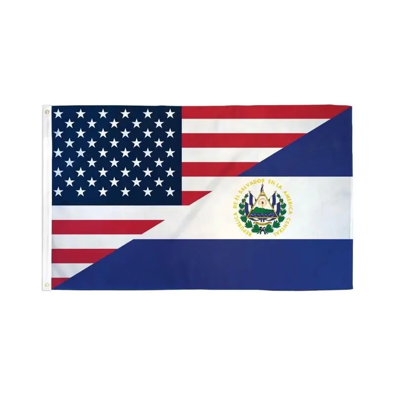 El Salvador/United States friendship Flag 3x5ft Vivid colors Backdrop Picture Party Decorations Banners