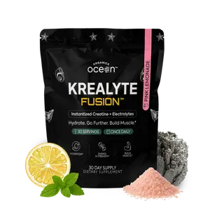 Organics Ocean Krealyte Fusion - Instantized Creatine + Electrolytes Drink Mix - 30 Servings - Pink Lemonade Flavor - Hydration & Energy Boost
