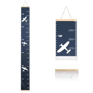 Kids Height Measurement Ruler Blue Plane Wall Tracker Measuring Stick for Toddler Bedroom Nursery Room Decor