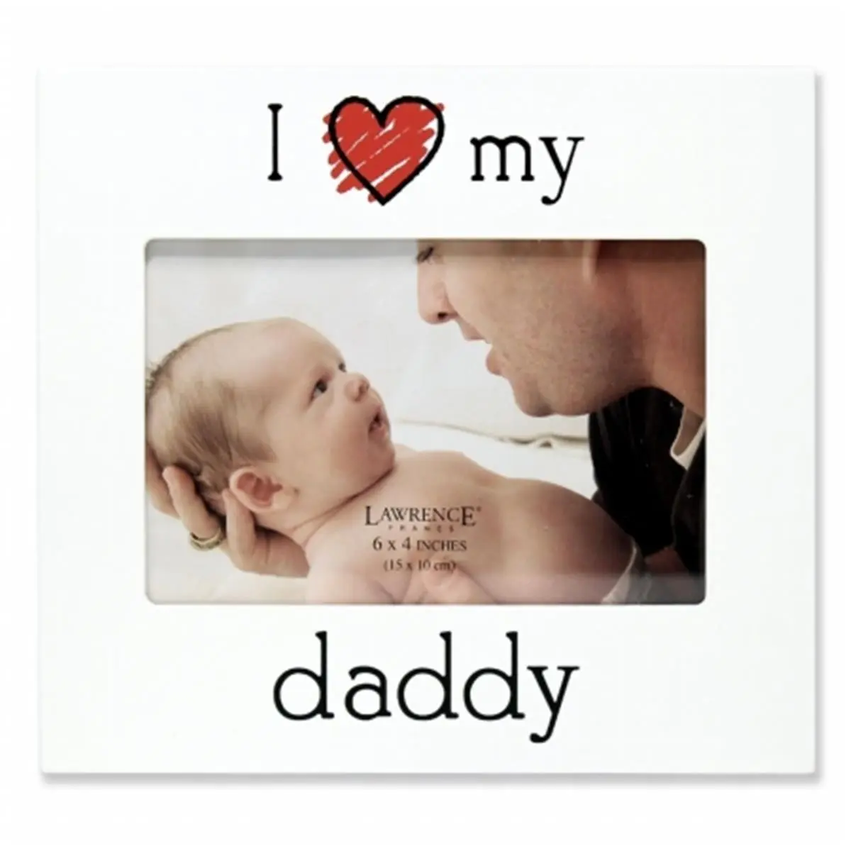 212 MAIN Rectangular Colorful Glass Picture Frame - White, 0.67 in, Heart Motif, Decorative Photo Display Frame, "I Love My Daddy" Baby Tabletop Decoration & Gift