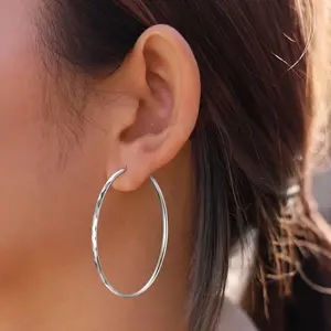 ChicSilver Circle Simple Plain Hypoallergenic 925 Sterling Silver Round Huggie Hoops Earrings for Women