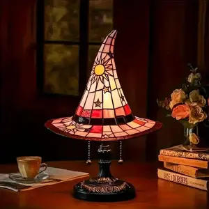 1 Piece Gothic Witch Hat Lamp - Purple, Yellow, or Pink, USB Powered Desktop Lighting with Switch, No Batteries Needed - Suitable for Halloween Decorations, Magical Parties, Bedrooms, Haunted Houses - Wizard Hat Night Light