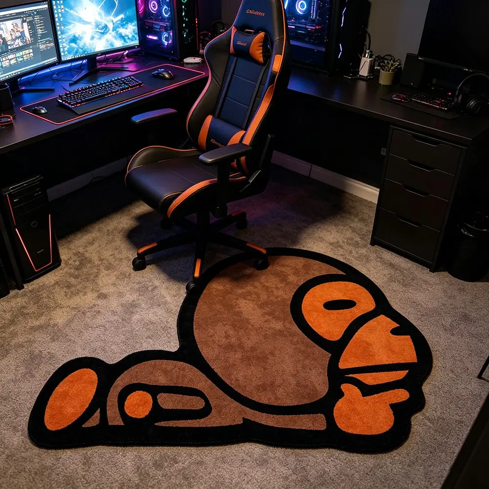 Creative Cartoon Monkey Rug, Non-Slip, Decorative Area Rug, Home Decorative Rugs, Room Decoration Rug, Trendy Gaming Room Decor, Soft Comfortable Carpet for Living Room, Sofa, Lounge, Closet
