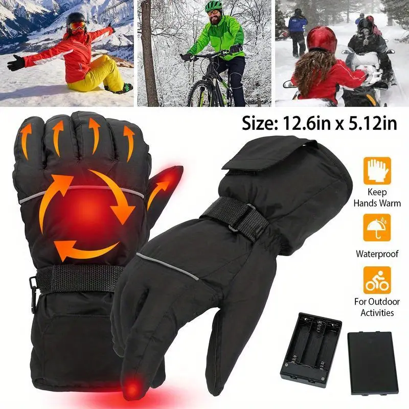 Sports gloves Battery-Operated Heated Gloves for Men and Women  Fall/Winter Non-Woven Fabric with Lace-Up Closure, Waterproof and Breathable for Outdoor Sports, Cycling, Riding, Skiing, Skating, Hiking, Hunting  Hand Wash Only