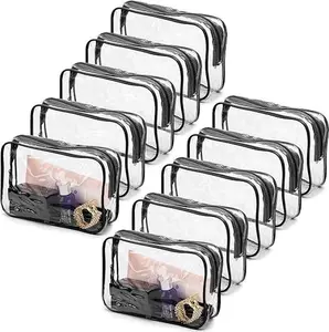 10 Pack Clear Cosmetic Bags Makeup Bags Portable Waterproof TSA Approved Travel Toiletry Bags Organizer