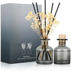 2 Pack Reed Diffuser,Fresh Linen + Lavender Vanilla (3.38 fl oz Each Pack), Home  with 12 Sticks, Shelf Decor, Reed diffusers for Home