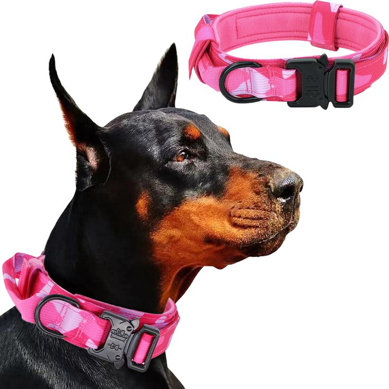 Tactical pink camouflage dog collar dog leash anti-collision for large dogs