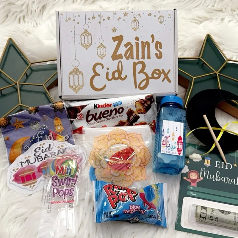 Personalized Small Kid’s Eid Box - Customizable Gift for Family, Friends & Neighbors with Assorted Items for Eid Celebrations - 2 Sizes Available