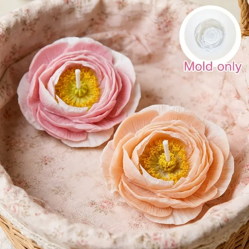 3D Camellia Silicone Mold, Resin Casting Mold for DIY Scented Candles, Crafts, Soap, Gypsum, Clay, Jewelry, Perfect Gift for Valentine's Day
