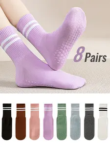 Women's Multicolor Mid-Calf Yoga Socks, Anti-Slip Design, Soft Comfortable Durable, Perfect for Pilates Ballet Sports, Christmas Gifts for Women, Sports Athletic Socks