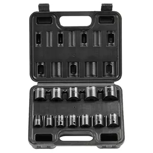 VEVOR 3/8 Drive Impact Socket Set, 12 Piece Shallow Socket Set SAE 5/16-1, 6 Point Cr-Mo Alloy Steel for Auto Repair, Easy-to-Read Size Markings, Rugged Construction, Includes Storage Case
