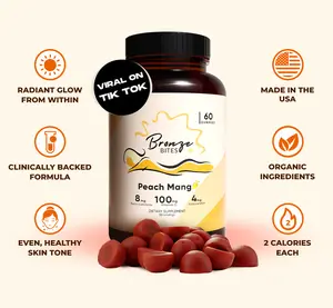 Bronze Bites Tanning Gummies - Best Tanning Gummies with Beta-carotene with Astaxanthin & Vitamin C - Vegan & Non GMO (60 Gummies)