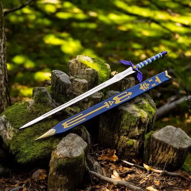 Handcrafted Zelda Sword Replica - Carbon Steel Home Decor Hanging Decor, Ideal for 18 Years and Older Collectors, Fantasy Fans, Cosplay Conventions & Display