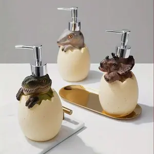 Cute 3D Dinosaur Soap Dispenser with Pump, Creative Cartoon Hand Sanitizer Bottle, Refillable Bathroom Accessory, Bath Counter Soap Holder
