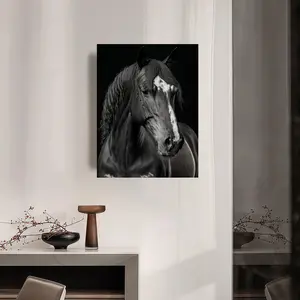 Black Painting Calligraphy Minimalist Inner Frame and Painting Elevate Portrait Your Space Light Luxury Inner Frame Decor Create Horse a Premium Home Vibe No Drilling Needed Easy to White Hang HD Art Inner Frame