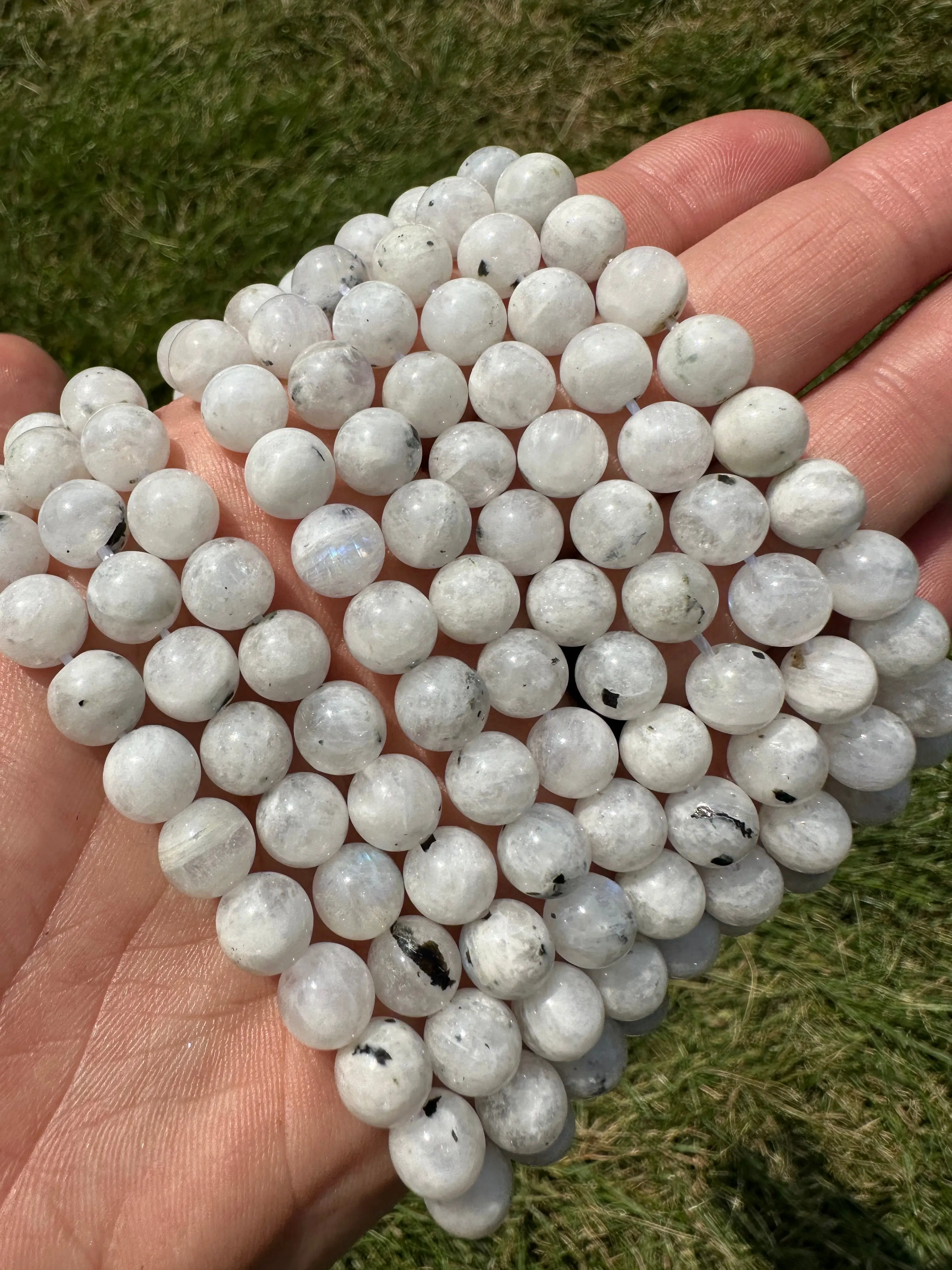 New Moon Beginnings Rainbow Moonstone Bead Strand - Natural Beads with Colorful Design